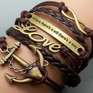 Anchor-love-Motto-Infinity Bracelet..