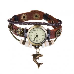 Infinity Leather Watch Bracelet Dolphin Fashion..
