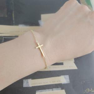 Sideways Cross Bracelet Choose One Gold / Silver