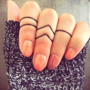 4 Pcs Knuckle Rings, Simple V Ring