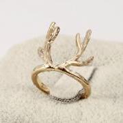 Delicate antler ring ring in gold, silver or rose gold