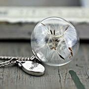 he manual wish silver necklace with real dandelion glass ball wishing bottles Long Necklace sweater chain