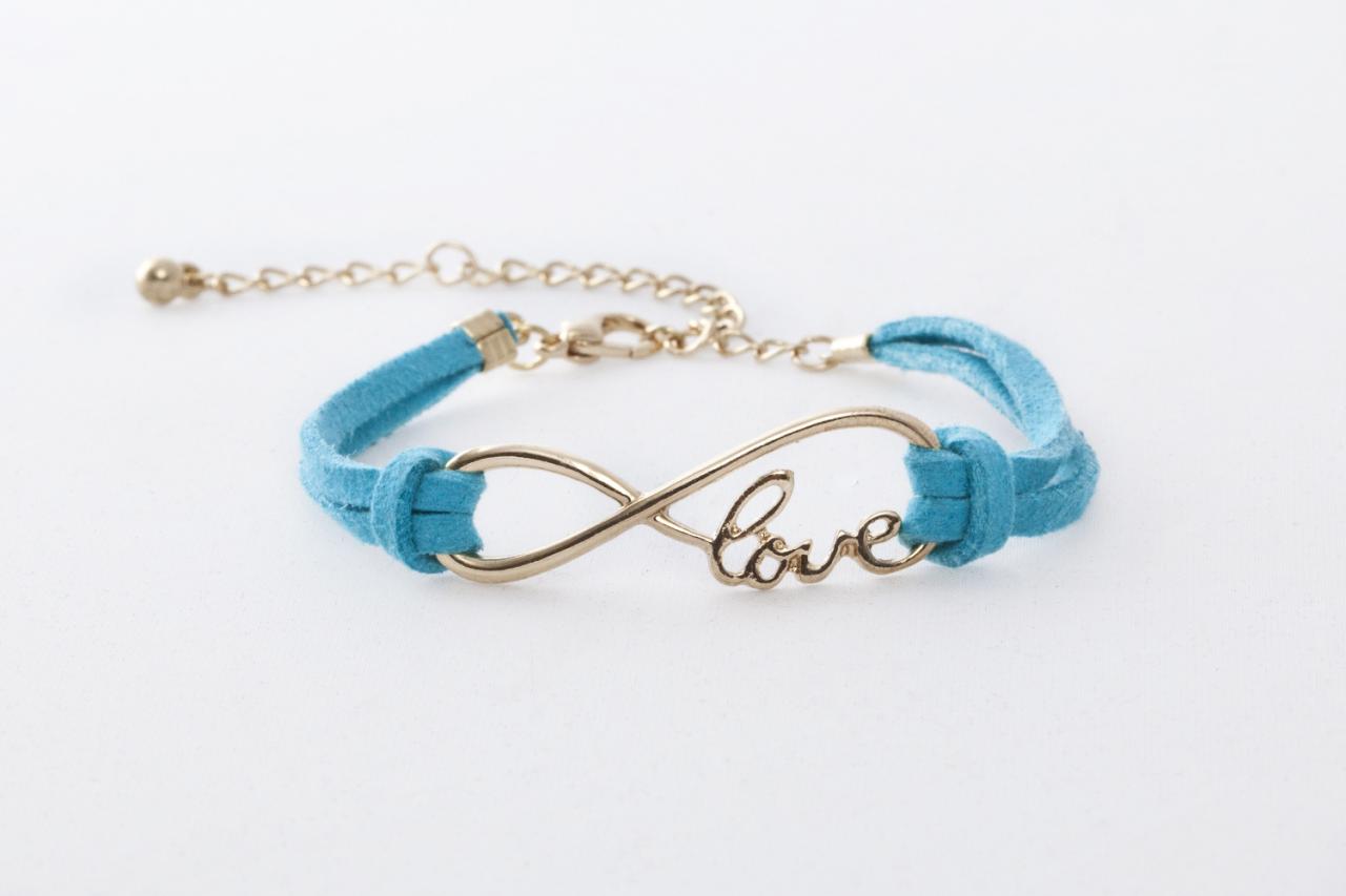 Infinity Love Charm Friendship Bracelet in Blue
