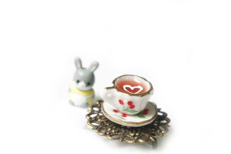 Infinity Cute Mini Cherry Small Cup Ceramic Tea Ring Can Be Adjusted