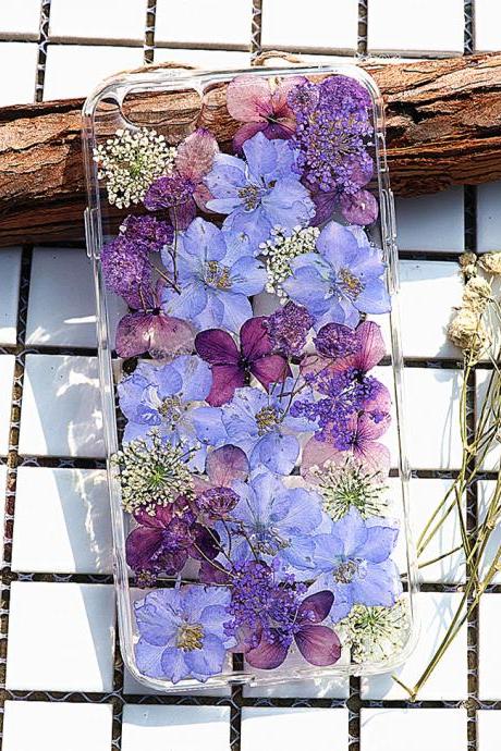Purple Pressed Flower Case Real Dried Flowers Phone Case Iphone 7 Case Iphone 7 Plus Case Iphone 6 Case Iphone 6 Plus Case Samsung S7 Case