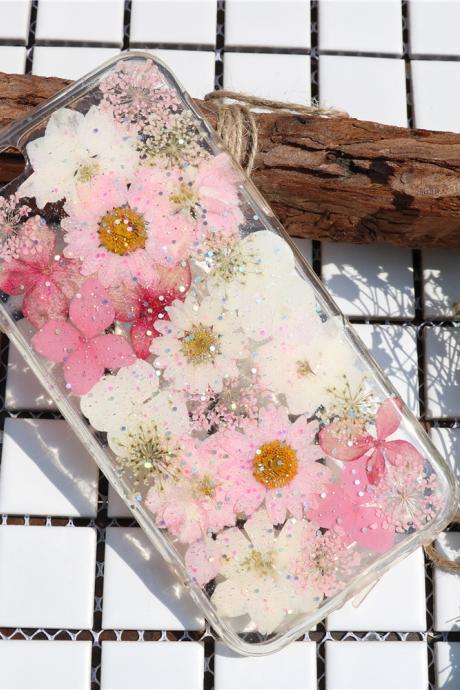 Spring Pink Case Pressed Flower Case Real Dried Flowers Phone Case Iphone 7 Case Iphone 7 Plus Case Iphone 6 Case Iphone 6 Plus Case Samsung S7