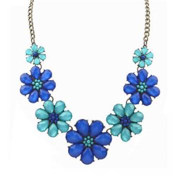 exaggerated Bohemia rhinestone flower Choker Jewelry short necklace